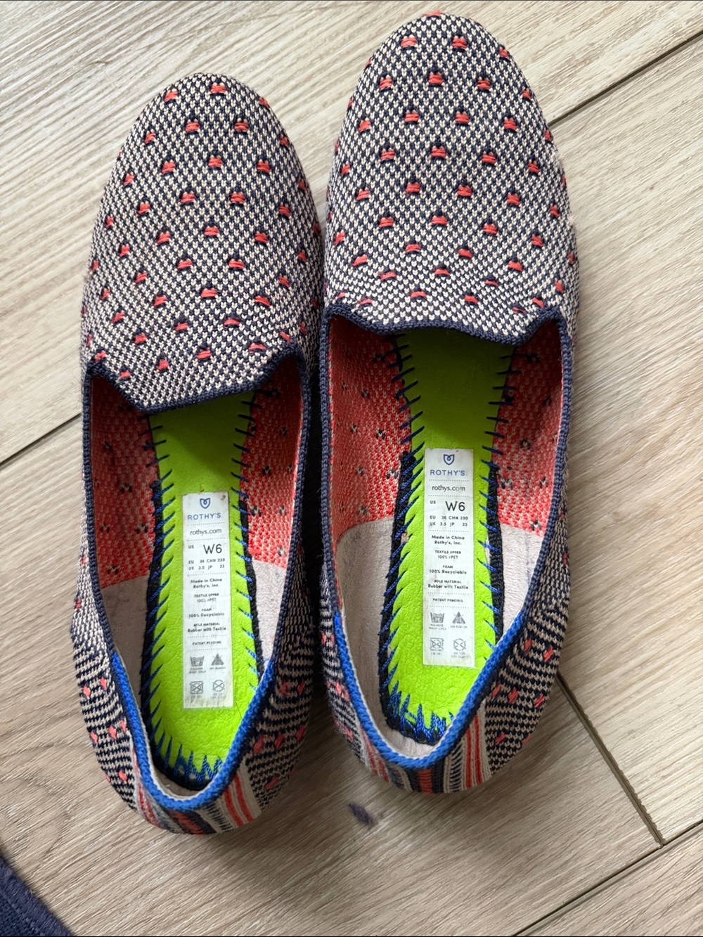 Rothy's Multicolor Slip-On Flats in Navy, Red, Cream - Picture 3 of 7